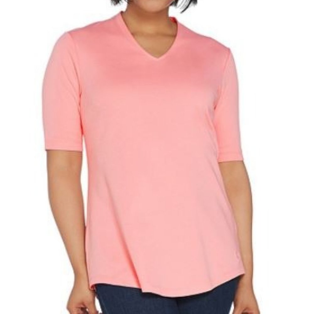 Isaac Mizrahi Essentials V-Neck Elbow Sleeve Tunic